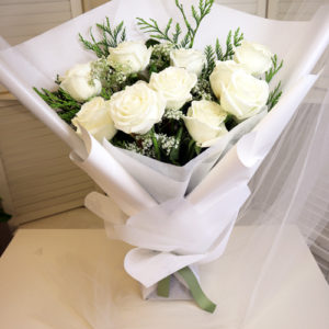 Blooming White Roses